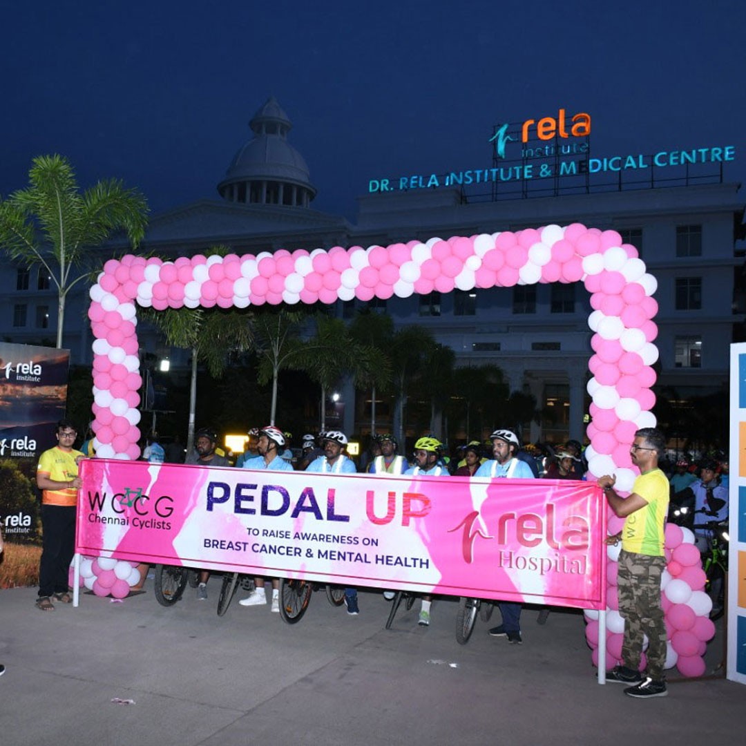 500+ cyclist pedal up from Rela Hospital to raise awareness on breast cancer and mental health