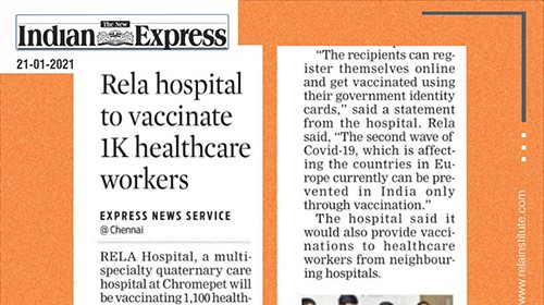 Rela Hospital kickstarts Covid Vaccination Drive