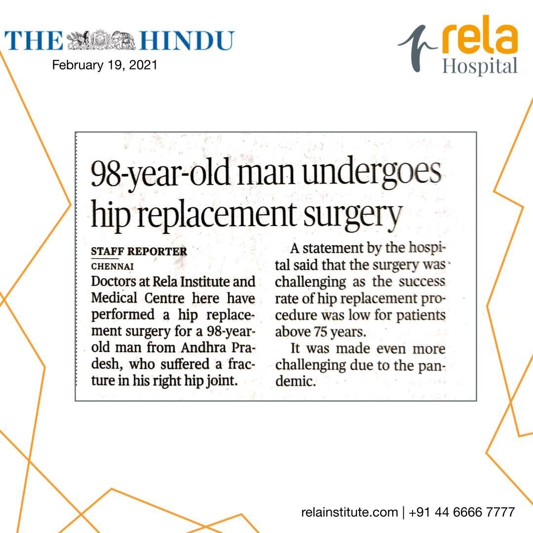 98-year-old undergoes successful hip surgery at Rela Hospital